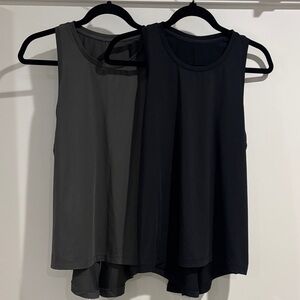 Women's Sleeveless Athletic Tank Top Set - Black and Gray